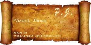 Pázsit János névjegykártya