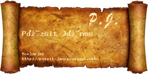 Pázsit János névjegykártya