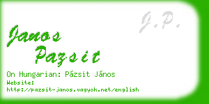 janos pazsit business card