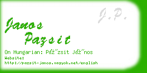 janos pazsit business card
